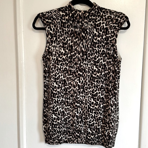 Cable & Gauge sleeveless turtleneck top shirt animal print size Large L - Picture 1 of 5
